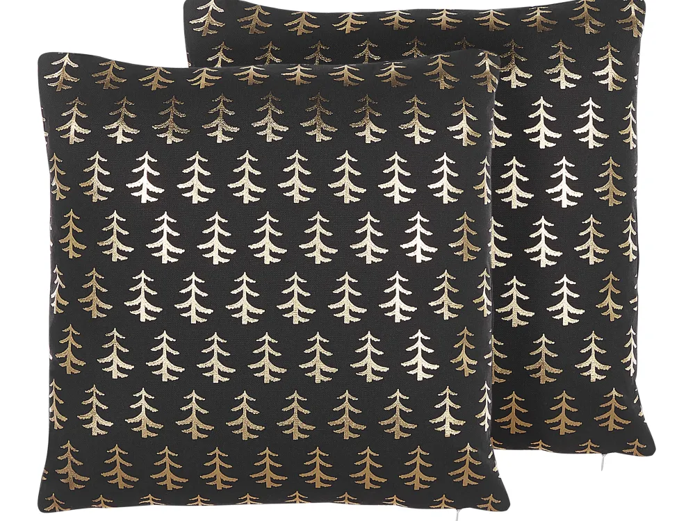 Best Sale Beliani Koristetyyny Puuvilla Musta/Kultainen 45 X 45 Cm 2 Kpl Leroy