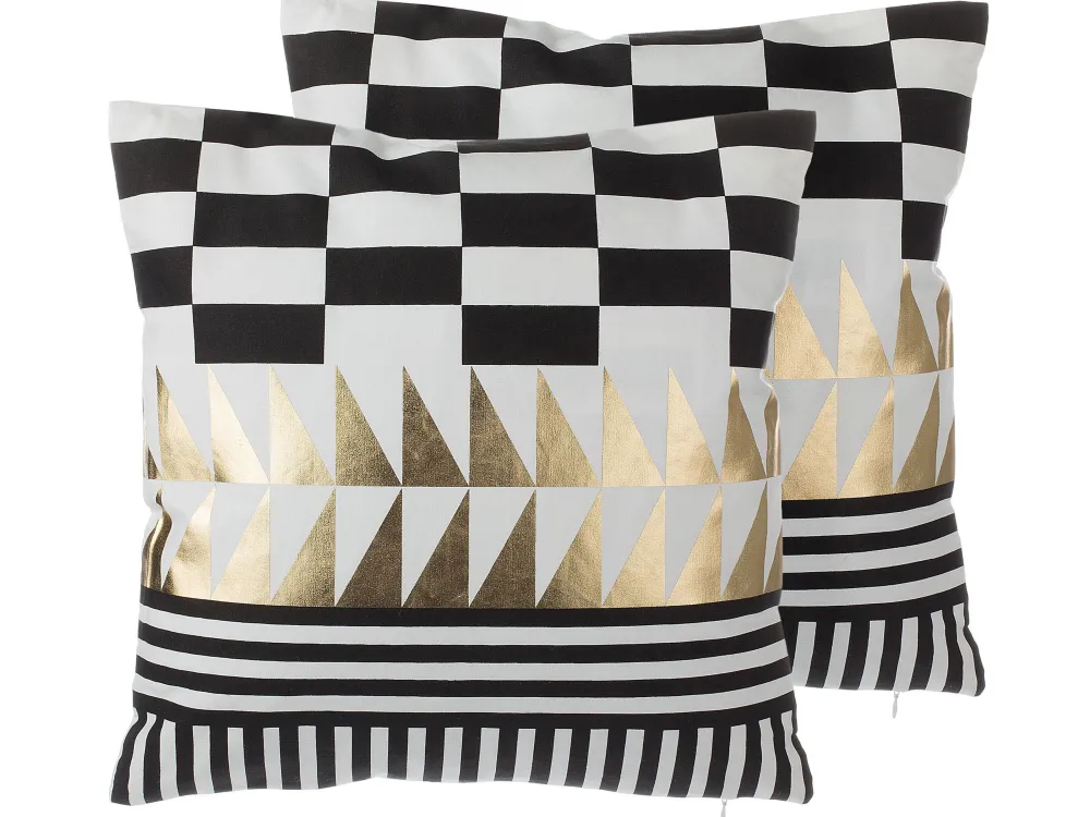 Tekstiilit<Beliani Koristetyyny Puuvilla Mustavalkoinen 45 X 45 Cm 2 Kpl Dalia