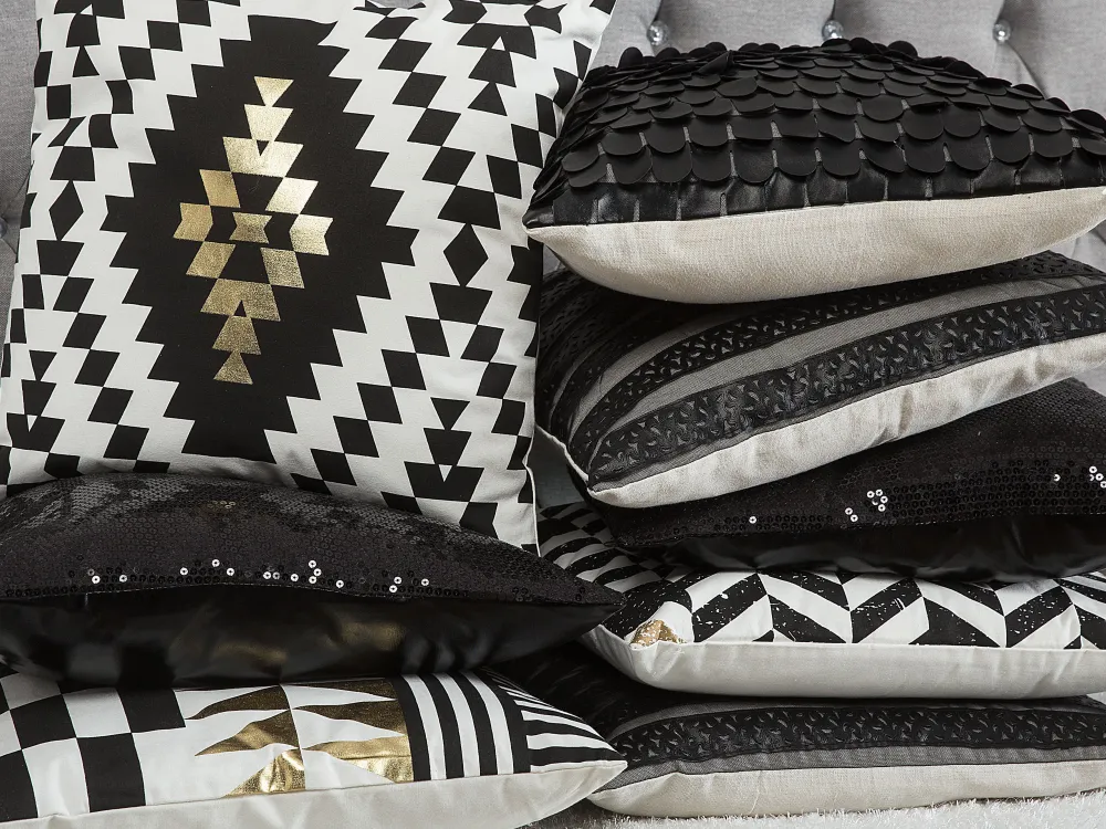 Tekstiilit<Beliani Koristetyyny Puuvilla Mustavalkoinen 45 X 45 Cm 2 Kpl Dalia