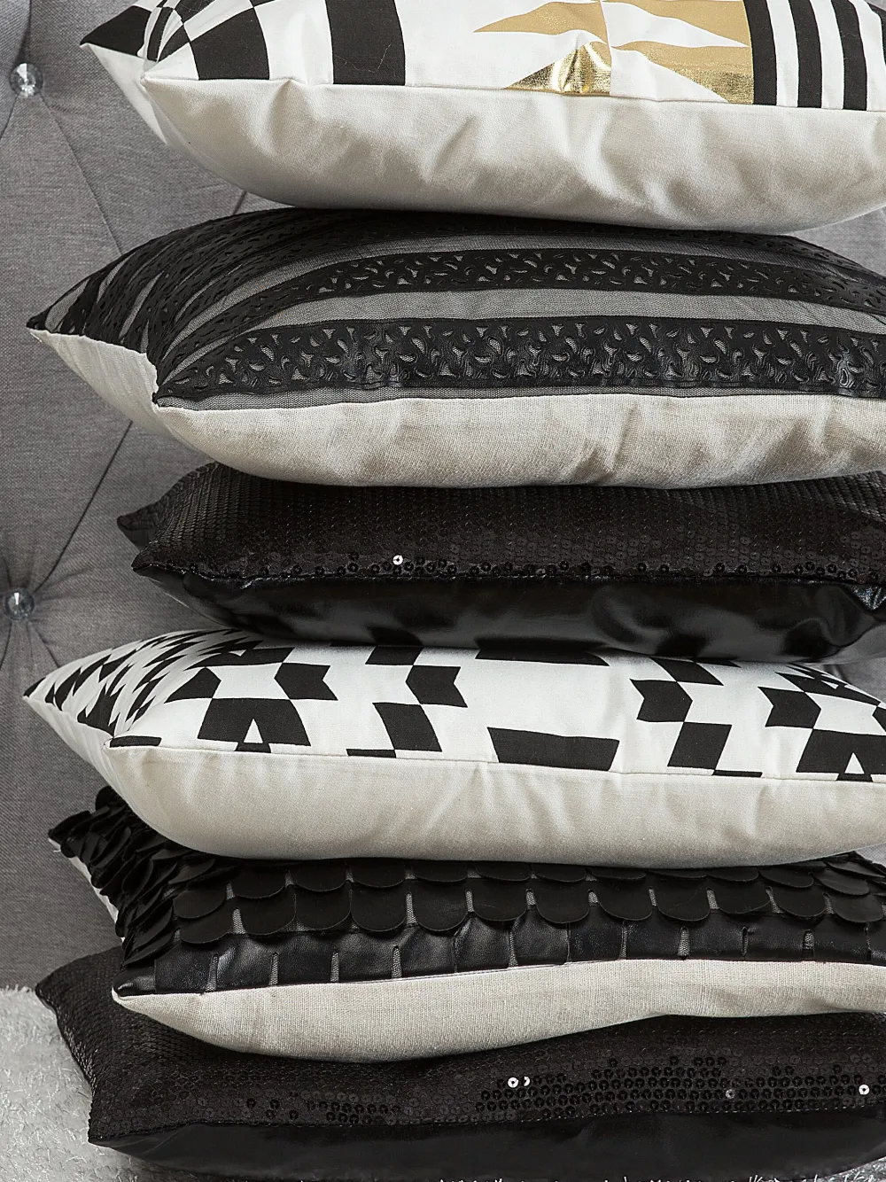 Tekstiilit<Beliani Koristetyyny Puuvilla Mustavalkoinen 45 X 45 Cm 2 Kpl Dalia