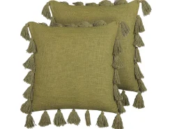 Tekstiilit<Beliani Koristetyyny Puuvilla Oliivinvihrea 45 X 45 Cm 2 Kpl Lynchis