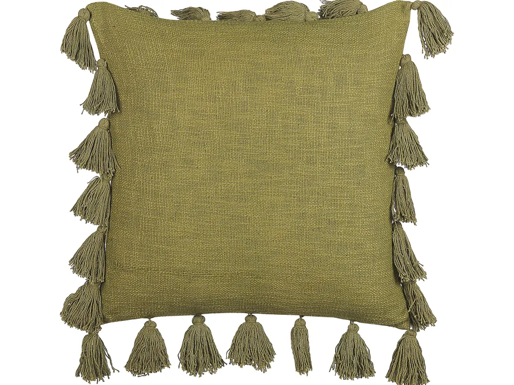 Fashion Beliani Koristetyyny Puuvilla Oliivinvihrea 45 X 45 Cm Lynchis