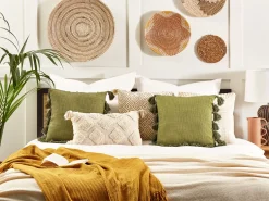 Fashion Beliani Koristetyyny Puuvilla Oliivinvihrea 45 X 45 Cm Lynchis