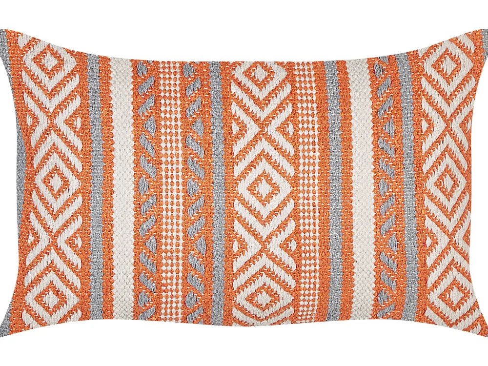 Flash Sale Beliani Koristetyyny Puuvilla Oranssi/Valkoinen 30 X 50 Cm Inula