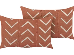 Discount Beliani Koristetyyny Puuvilla Oranssi 35 X 55 Cm 2 Kpl Albium