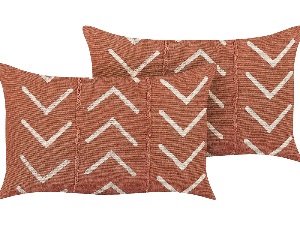 Discount Beliani Koristetyyny Puuvilla Oranssi 35 X 55 Cm 2 Kpl Albium