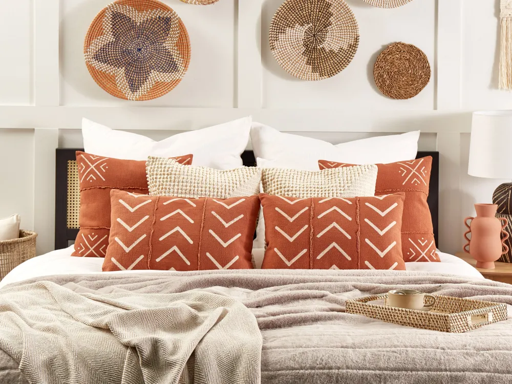 Discount Beliani Koristetyyny Puuvilla Oranssi 35 X 55 Cm 2 Kpl Albium