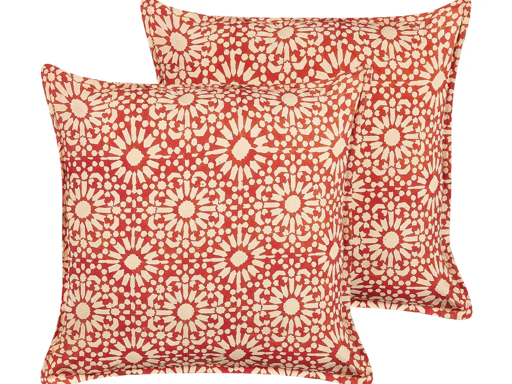 Hot Beliani Koristetyyny Puuvilla Punainen 45 X 45 Cm 2 Kpl Ceiba