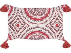 Best Sale Beliani Koristetyyny Puuvilla Punainen/Valkoinen 30 X 50 Cm Anthemis