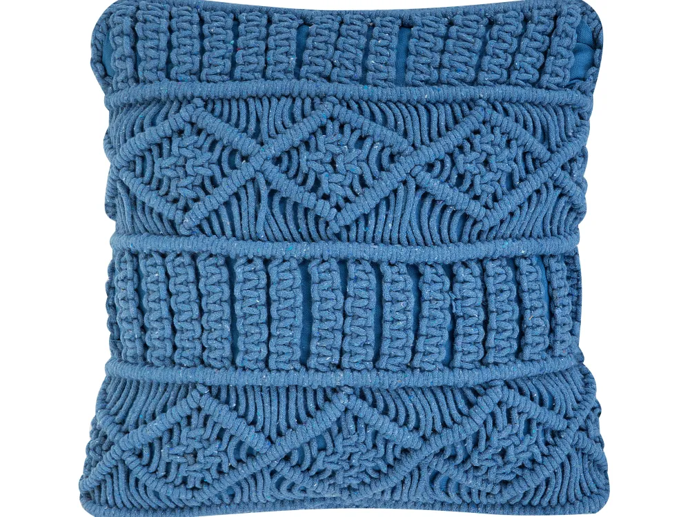Tekstiilit<Beliani Koristetyyny Puuvilla Sininen Makramee 45 X 45 Cm Karatas