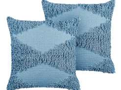 Outlet Beliani Koristetyyny Puuvilla Sininen 45 X 45 Cm 2 Kpl Rhoeo