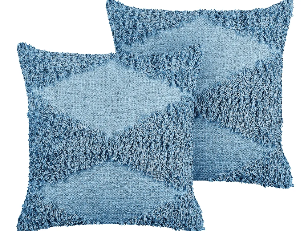 Outlet Beliani Koristetyyny Puuvilla Sininen 45 X 45 Cm 2 Kpl Rhoeo