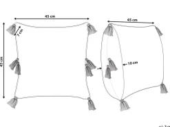 Best Beliani Koristetyyny Puuvilla Sininen Tuftattu 45 X 45 Cm Avium