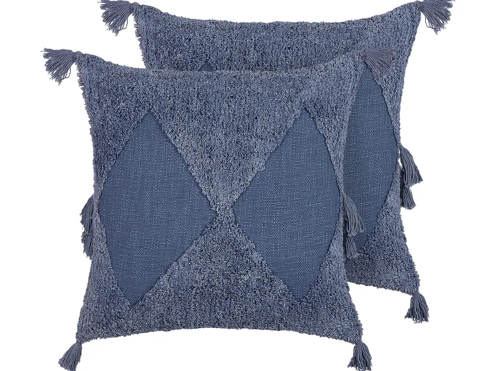 Tekstiilit<Beliani Koristetyyny Puuvilla Sininen Tuftattu 45 X 45 Cm 2 Kpl Avium