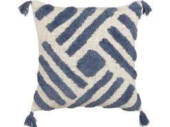 Tekstiilit<Beliani Koristetyyny Puuvilla Vaalea Beige/Sininen 45 X 45 Cm 2 Kpl Jacaranda