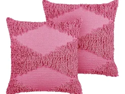 Tekstiilit<Beliani Koristetyyny Puuvilla Vaaleanpunainen 45 X 45 Cm 2 Kpl Rhoeo
