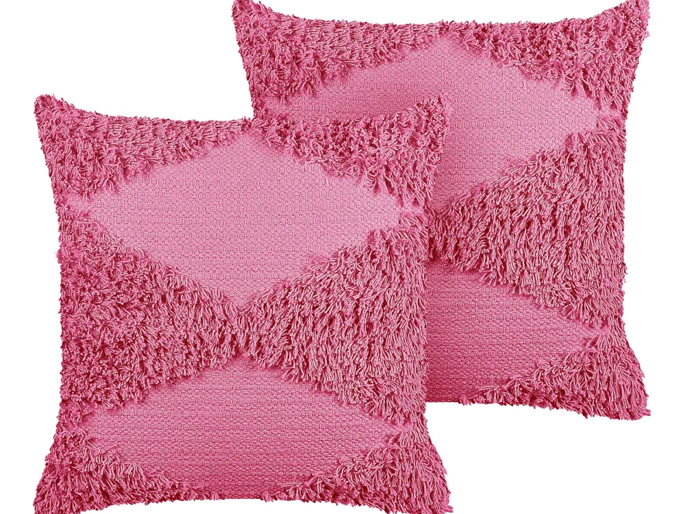 Tekstiilit<Beliani Koristetyyny Puuvilla Vaaleanpunainen 45 X 45 Cm 2 Kpl Rhoeo