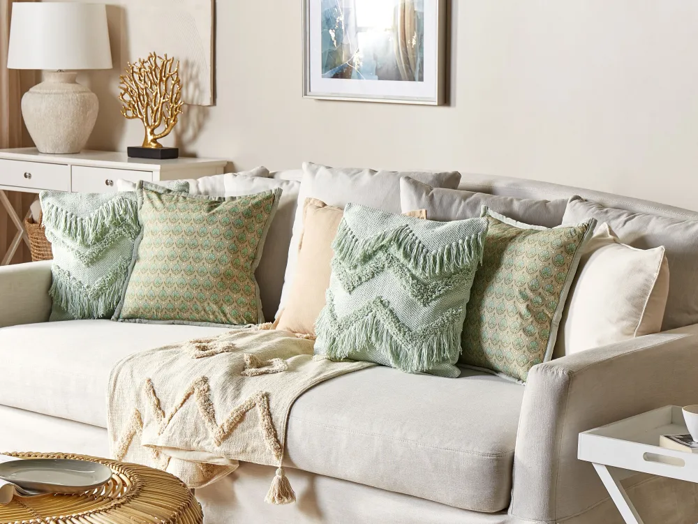 Tekstiilit<Beliani Koristetyyny Puuvilla Vaaleanvihrea 45 X 45 Cm Bacopa