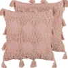 Best Beliani Koristetyyny Puuvilla Vaaleanpunainen 45 X 45 Cm 2 Kpl Torenia
