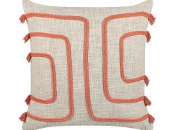 Best Sale Beliani Koristetyyny Puuvilla Vaalea Beige/Koralli 45 X 45 Cm 2 Kpl Pleione