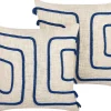 Flash Sale Beliani Koristetyyny Puuvilla Vaalea Beige/Laivastonsininen 45 X 45 Cm 2 Kpl Pleione