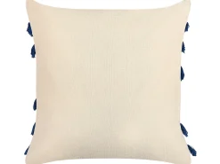 Flash Sale Beliani Koristetyyny Puuvilla Vaalea Beige/Laivastonsininen 45 X 45 Cm 2 Kpl Pleione