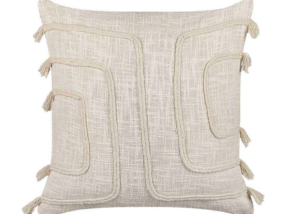 Tekstiilit<Beliani Koristetyyny Puuvilla Vaalea Beige 45 X 45 Cm Pleione