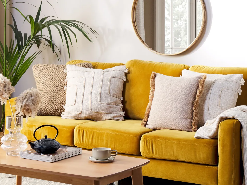 Tekstiilit<Beliani Koristetyyny Puuvilla Vaalea Beige 45 X 45 Cm Pleione