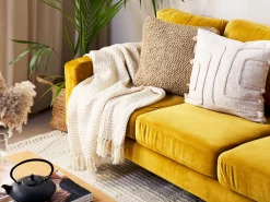 Tekstiilit<Beliani Koristetyyny Puuvilla Vaalea Beige 45 X 45 Cm Pleione