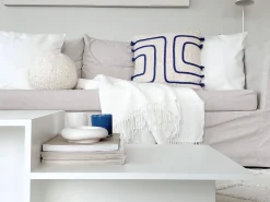 Tekstiilit<Beliani Koristetyyny Puuvilla Vaalea Beige/Laivastonsininen 45 X 45 Cm Pleione