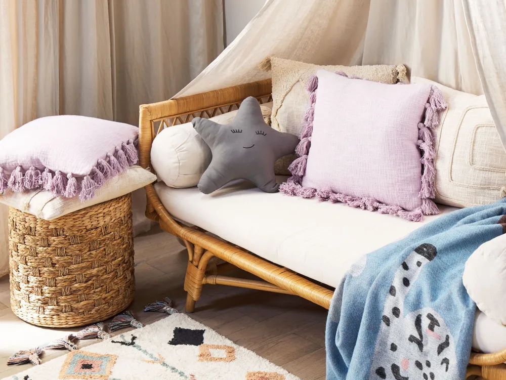 Lastenhuone<Beliani Koristetyyny Puuvilla Vaaleanpunainen 45 X 45 Cm 2 Kpl Lynchis