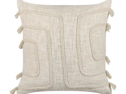 New Beliani Koristetyyny Puuvilla Vaalea Beige 45 X 45 Cm 2 Kpl Pleione