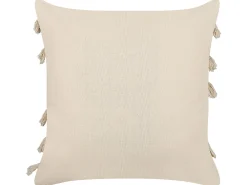 New Beliani Koristetyyny Puuvilla Vaalea Beige 45 X 45 Cm 2 Kpl Pleione