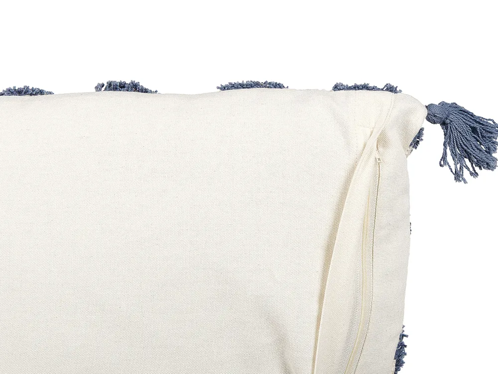 Tekstiilit<Beliani Koristetyyny Puuvilla Vaalea Beige/Sininen 45 X 45 Cm Jacaranda