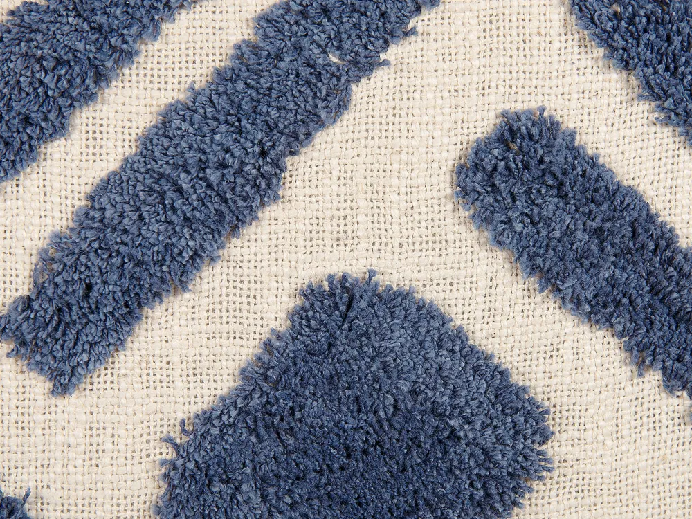 Tekstiilit<Beliani Koristetyyny Puuvilla Vaalea Beige/Sininen 45 X 45 Cm Jacaranda