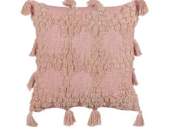 Hot Beliani Koristetyyny Puuvilla Vaaleanpunainen Tuftattu 45 X 45 Cm Torenia