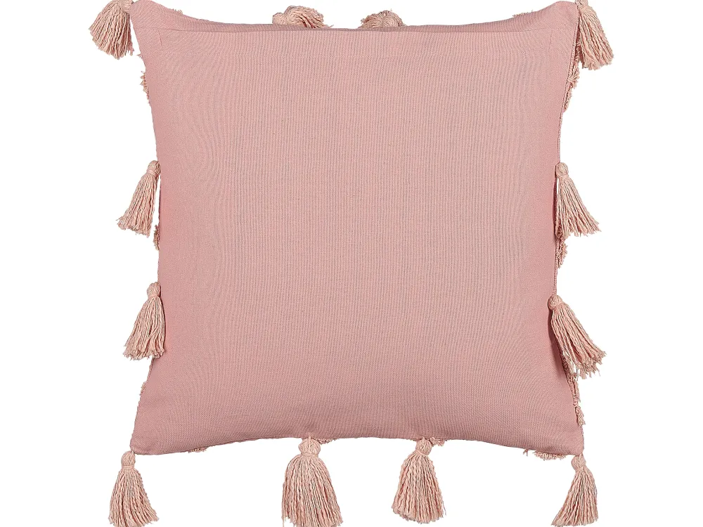 Hot Beliani Koristetyyny Puuvilla Vaaleanpunainen Tuftattu 45 X 45 Cm Torenia
