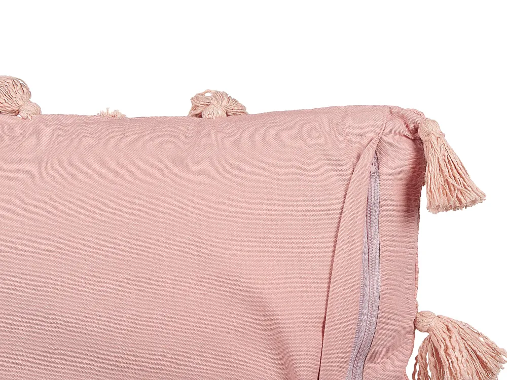 Hot Beliani Koristetyyny Puuvilla Vaaleanpunainen Tuftattu 45 X 45 Cm Torenia
