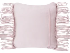 Outlet Beliani Koristetyyny Puuvilla Vaaleanpunainen Makramee 40 X 40 Cm Yaniklar