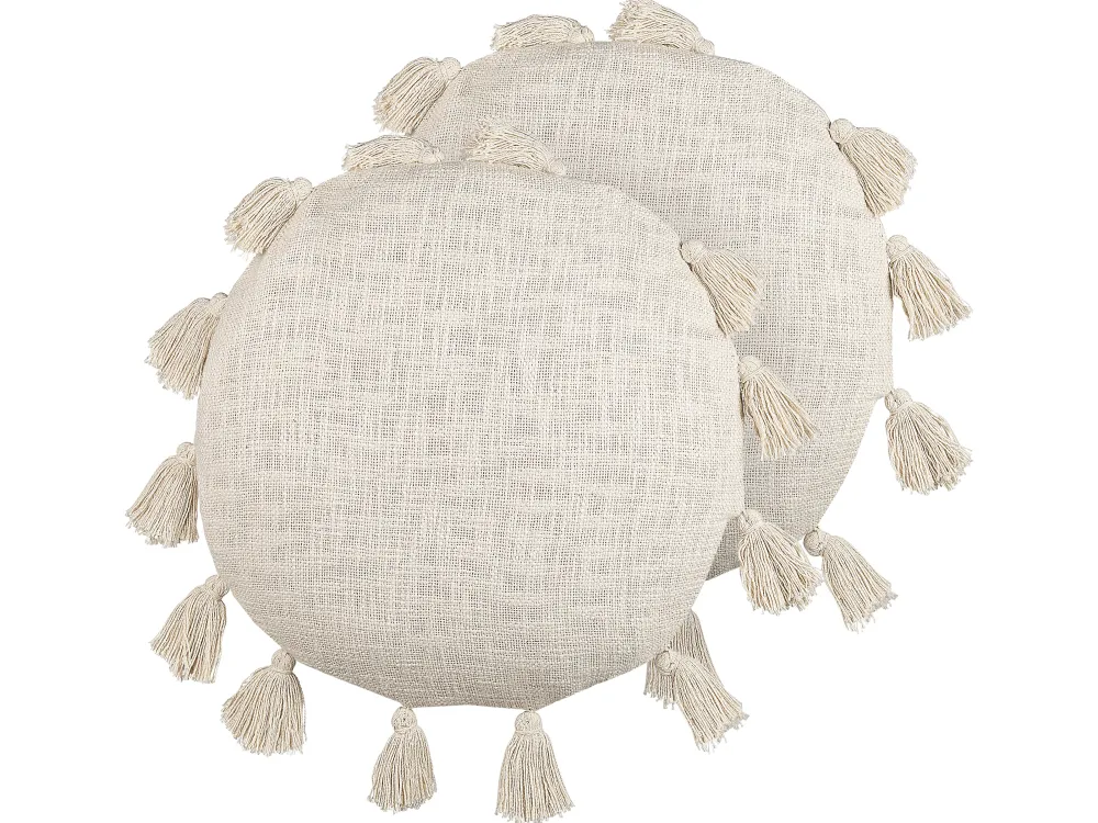 Tekstiilit<Beliani Koristetyyny Puuvilla Vaalea Beige 45 Cm 2 Kpl Madia