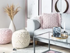 Hot Beliani Koristetyyny Puuvilla Vaaleanpunainen Makramee 40 X 40 Cm 2 Kpl Yaniklar