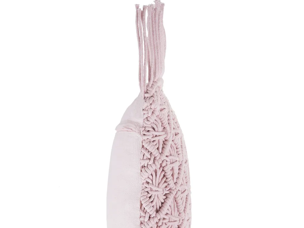 Hot Beliani Koristetyyny Puuvilla Vaaleanpunainen Makramee 40 X 40 Cm 2 Kpl Yaniklar