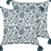 Tekstiilit<Beliani Koristetyyny Puuvilla Valkoinen/Sininen 45 X 45 Cm 2 Kpl Rumex