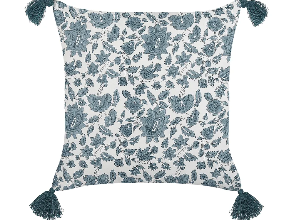 Tekstiilit<Beliani Koristetyyny Puuvilla Valkoinen/Sininen 45 X 45 Cm 2 Kpl Rumex