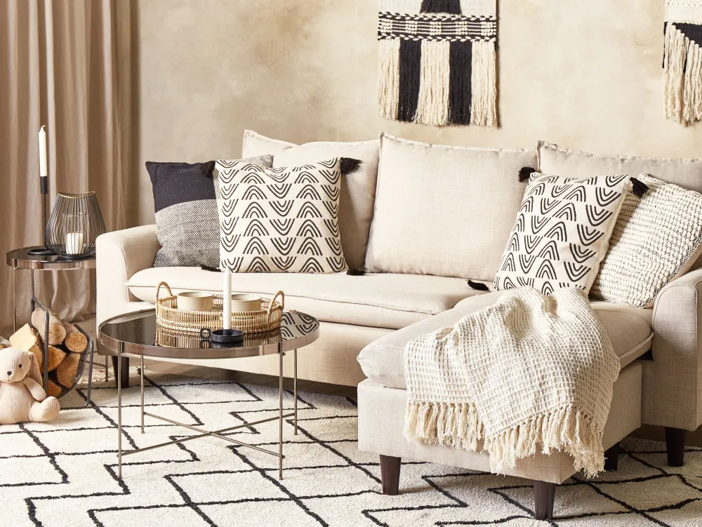 Cheap Beliani Koristetyyny Puuvilla Valkoinen/Musta 45 X 45 Cm Mays