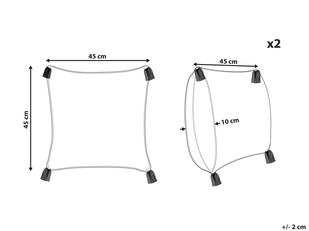 Tekstiilit<Beliani Koristetyyny Puuvilla Valkoinen/Sininen 45 X 45 Cm 2 Kpl Tilia