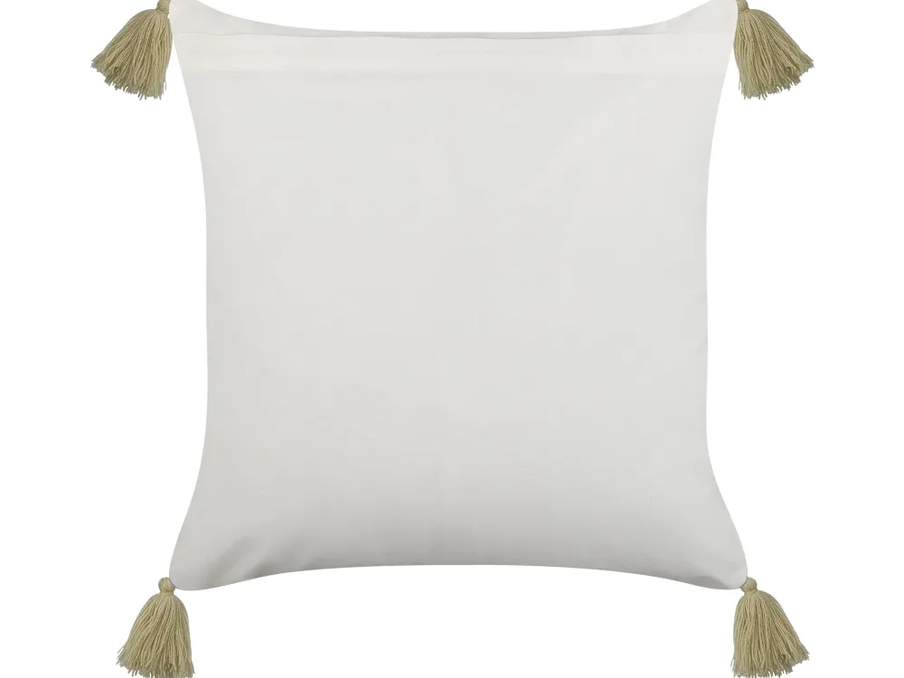 Fashion Beliani Koristetyyny Puuvilla Valkoinen/Vihrea 45 X 45 Cm Syringa