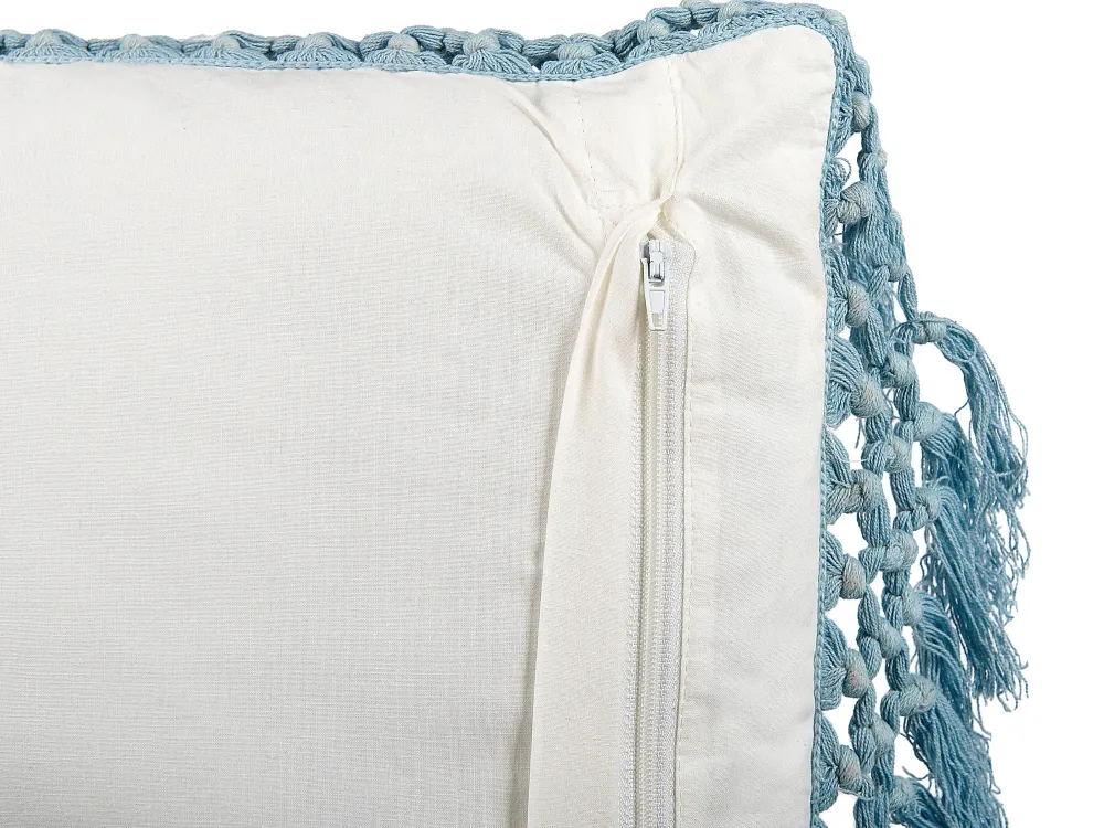 Tekstiilit<Beliani Koristetyyny Puuvilla Valkoinen/Sininen 45 X 45 Cm Pallida