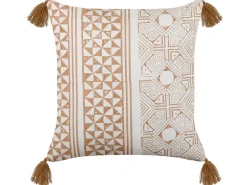 Store Beliani Koristetyyny Puuvilla Valkoinen/Vaaleanruskea 45 X 45 Cm Malus