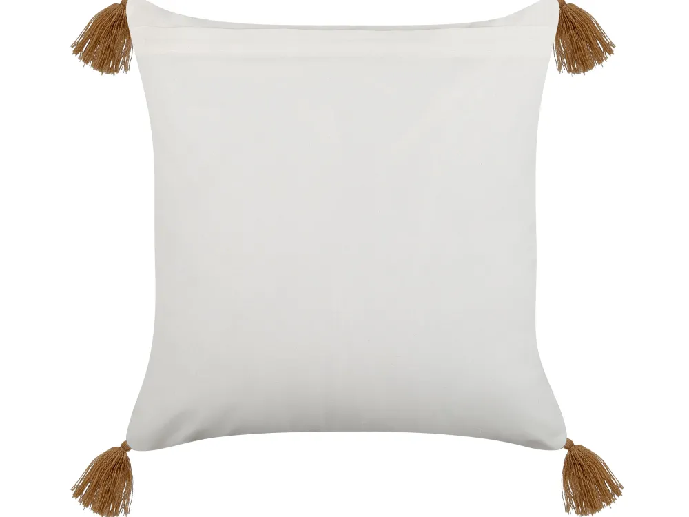 Store Beliani Koristetyyny Puuvilla Valkoinen/Vaaleanruskea 45 X 45 Cm Malus